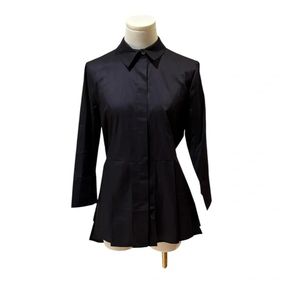 NWT - Harshman Chares Black Pleated Button-Down Blouse Size XS - Picture 3 of 7
